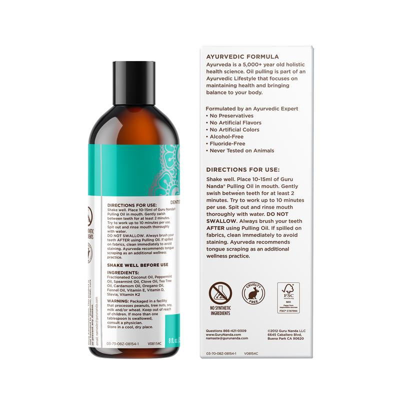 Gurunanda Cocomint Pulling Oil with 7 Essential Oils & Vitamins D, E & K2 - 8 Oz